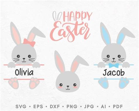 67+ Bunny With Name SVG Free -  Easter Scalable Graphics