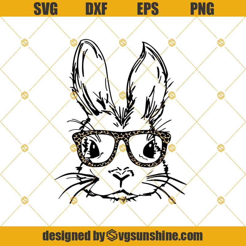 Easter Bunny With Glasses SVG, Bunny With Glasses SVG, Cute Easter SVG
