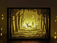 Papercut Light Boxes – The Deer in The Deep Forest At Night